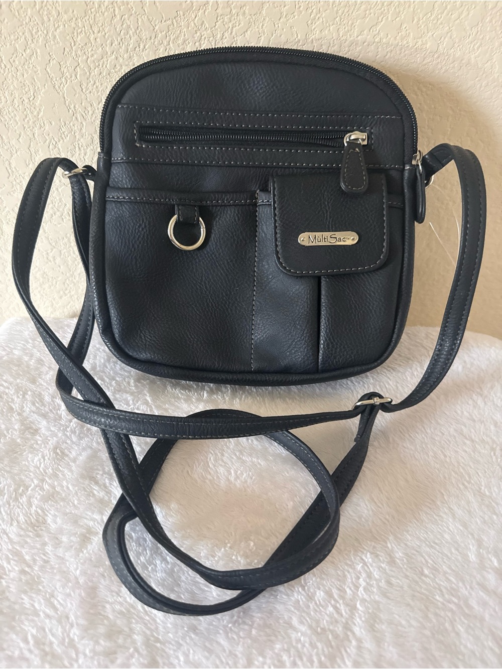 MultiSac Black Women’s Crossbody Bag Zip Closure Adjustable Strap Logo